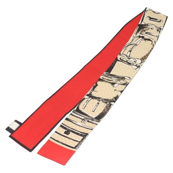 LOUIS VUITTON Bandeau Trunk Scarf Silk Beige M73964 LV Auth - Picture 4 of 6